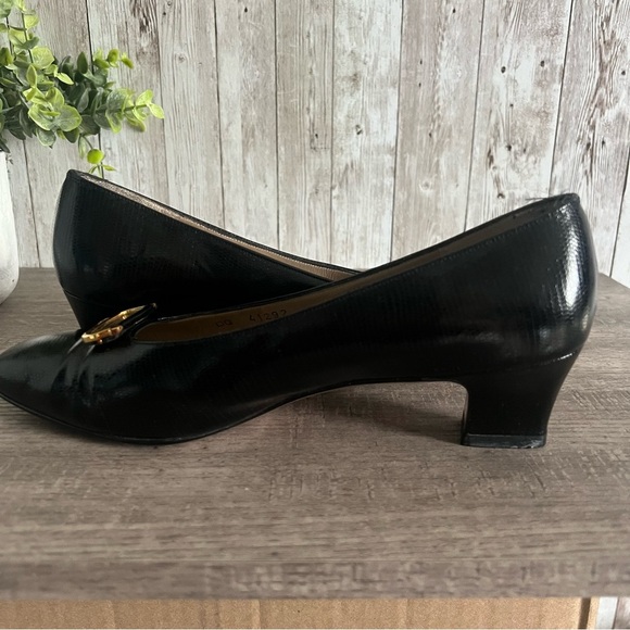 Salvatore Ferragamo Black Heels with Gold Accent 6.5 - Picture 7 of 9